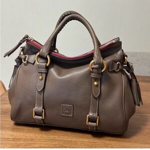 *SOLD* Dooney & Bourke Leather Satchel with Red Accents- Elephant